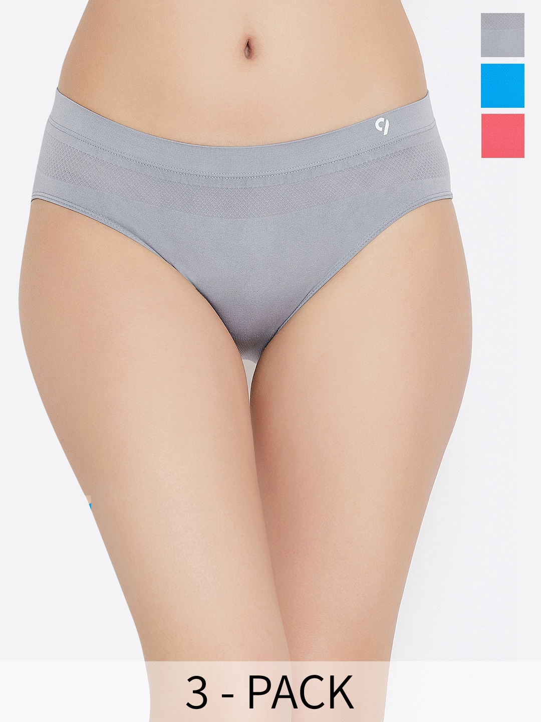 

C9 AIRWEAR Pack of 3 Seamless Hipster Briefs, Grey