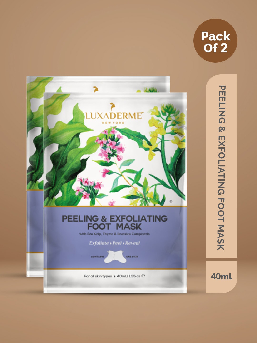 

LuxaDerme Set Of 2 Peeling & Exfoliating Foot Mask - 40ml Each, White