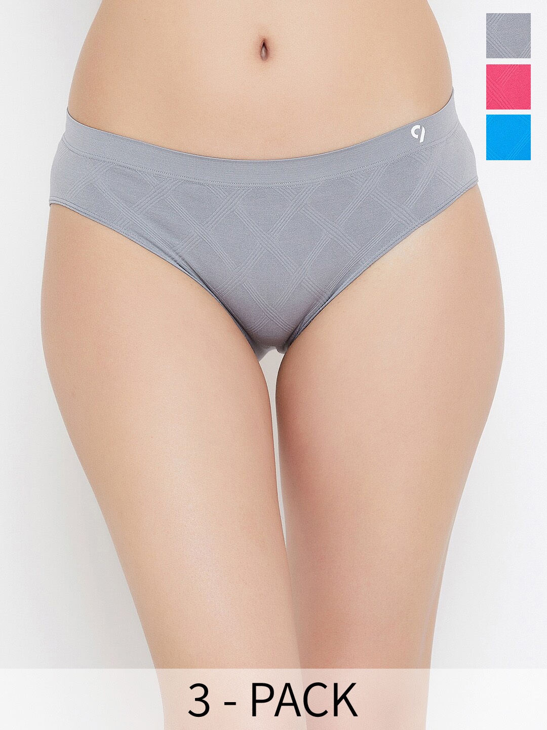 

C9 AIRWEAR Seamless Pack Of 3 Mid-Rise Quick-Dry 4-Way Stretch Bikini Briefs, Pink
