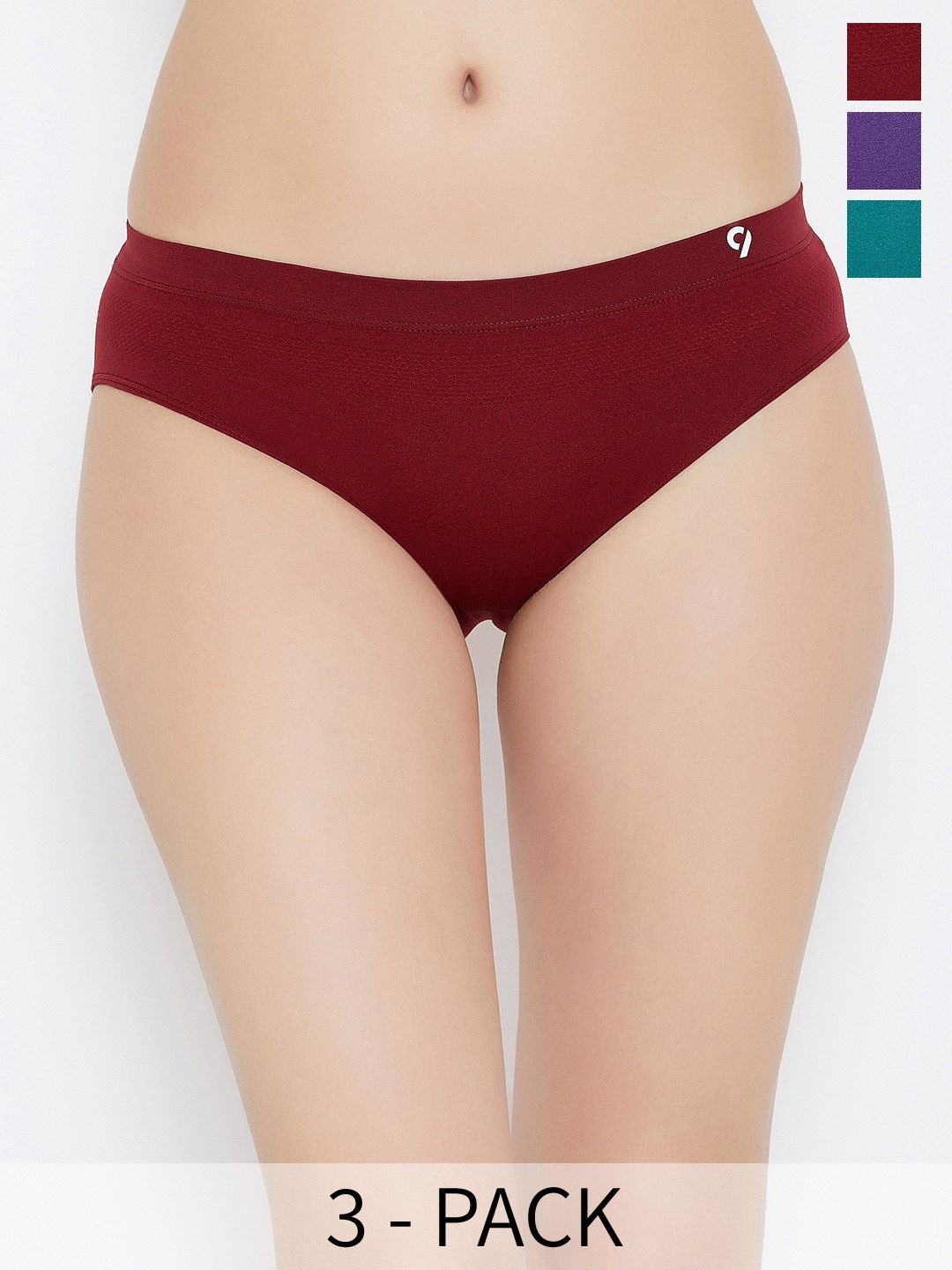 C9 AIRWEAR Seamless Pack Of 3 Mid-Rise Quick-Dry 4-Way Stretch Bikini Briefs, Green