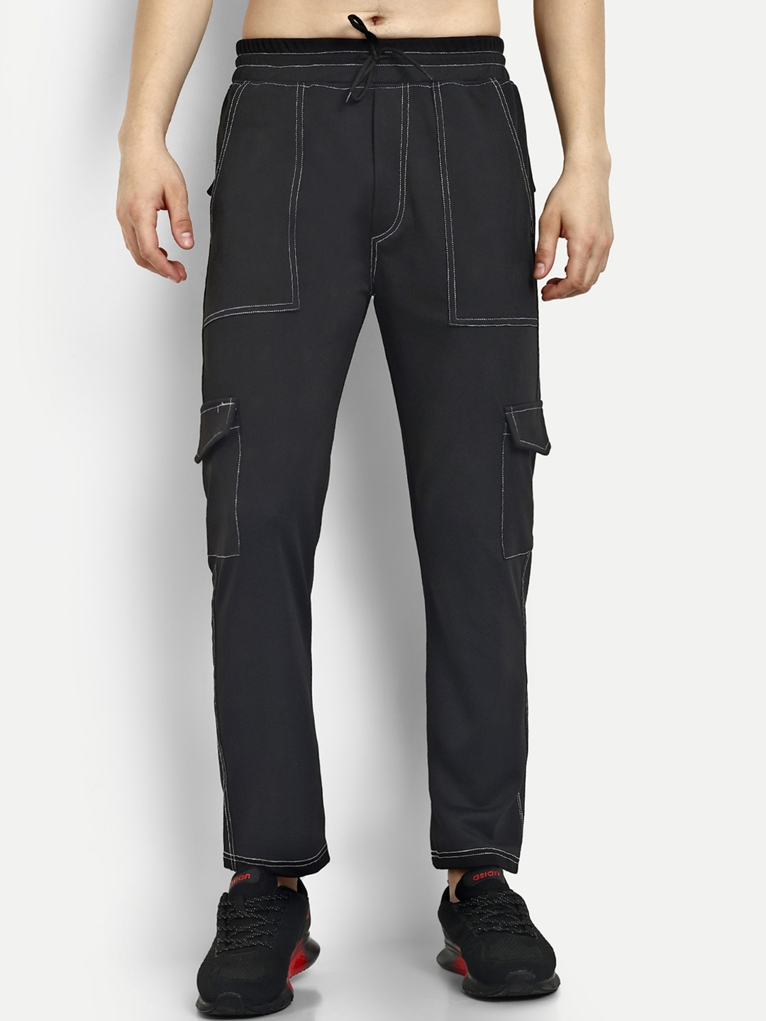 

KRAASA Men Mid-Rise Wrinkle Free Cargos, Black