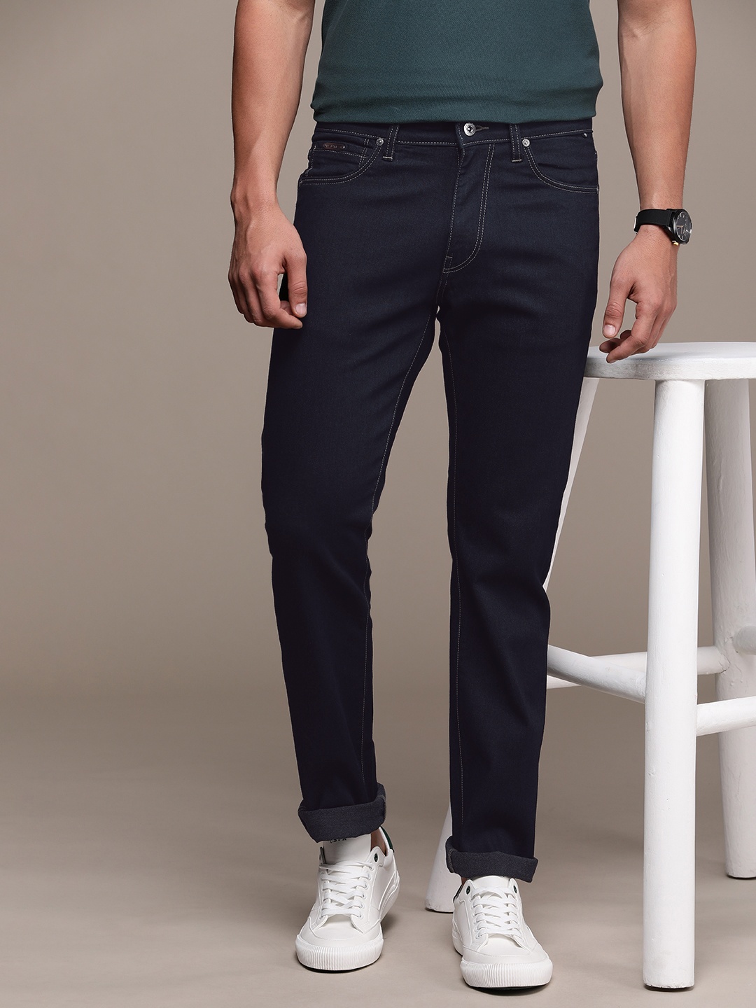 

Nautica Men Mid Rise Straight Fit Stretchable Jeans, Blue