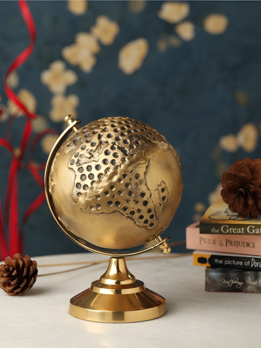 

Decor de Maison Gold Toned The Hollow Globe Small Showpiece