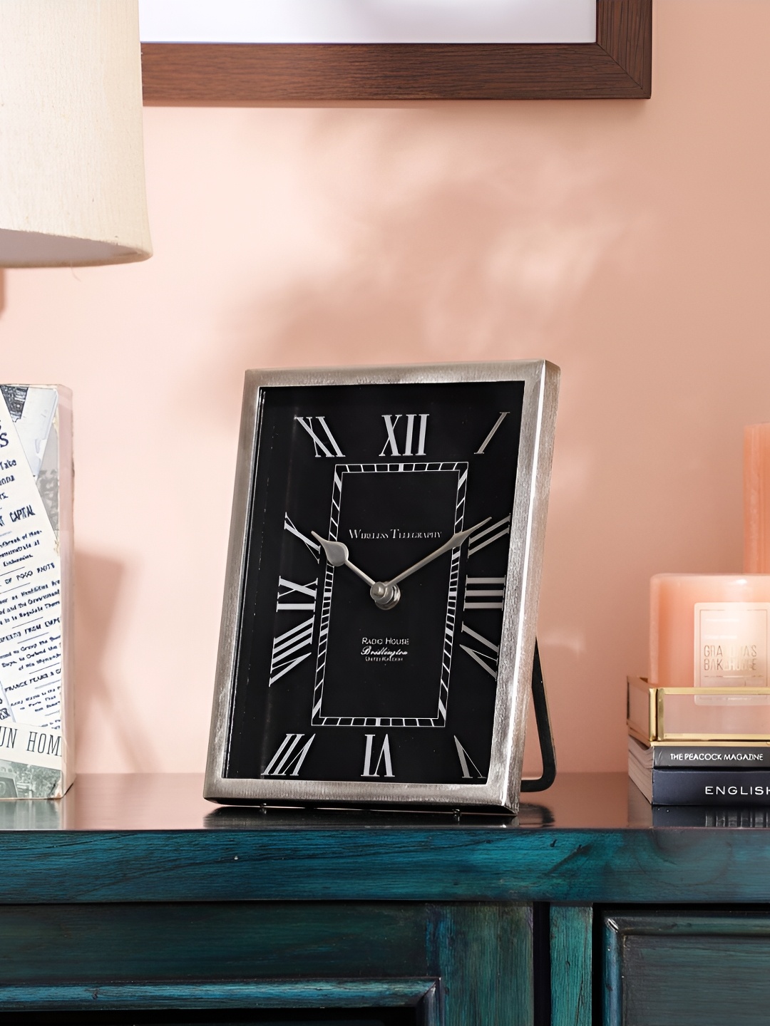 

Decor de Maison Silver Toned Square Regular Table Clock