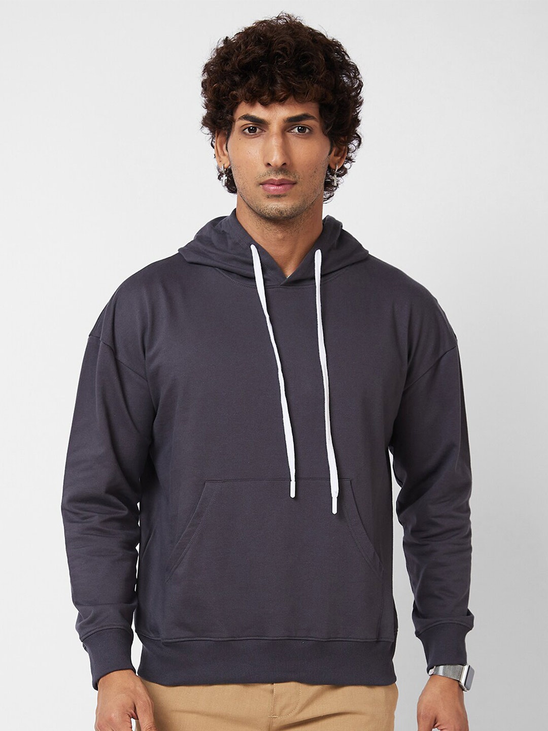 

VASTRADO Oversized Cotton Hooded Sweatshirt, Grey