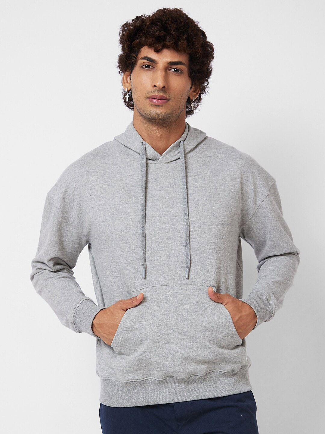 

VASTRADO Long Sleeves Cotton Oversized Hooded Sweatshirt, Grey