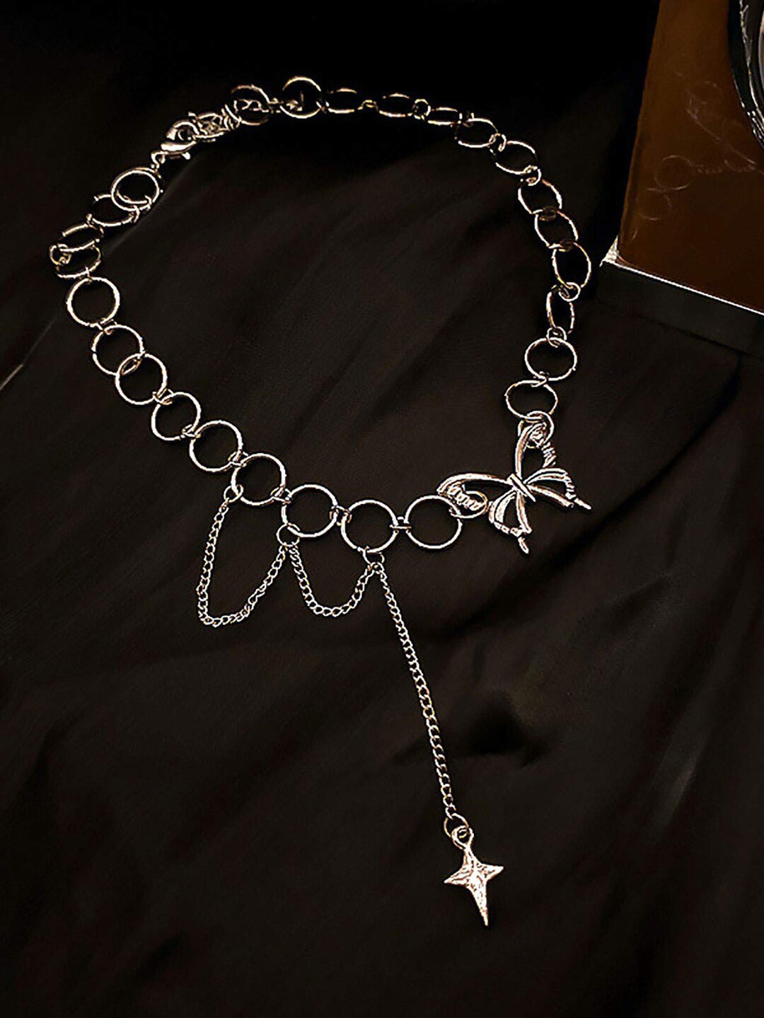 

VAGHBHATT Silver-Plated Butterfly Choker Necklace