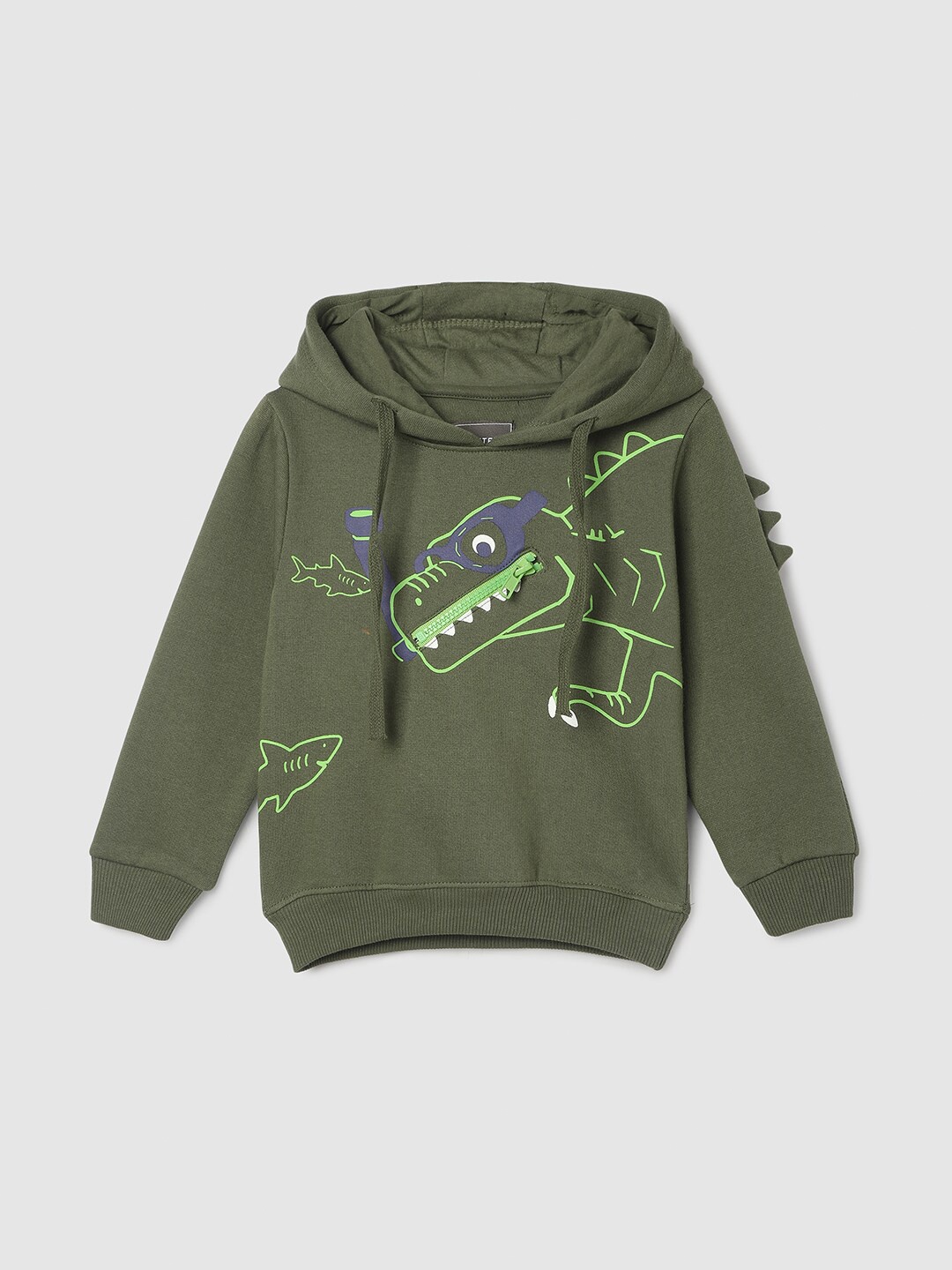 

max Boys Graphic Printed Hooded Pullover Sweatshirt, Green