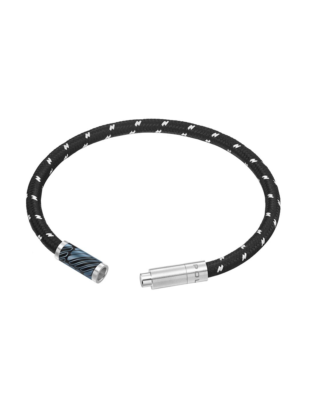

Police Men Fabric Magnetic Wraparound Bracelet, Black