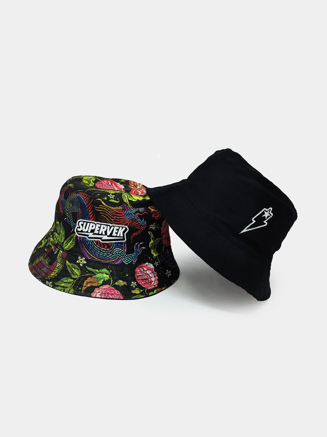 

SUPERVEK Printed Reversible Bucket Hat, Black