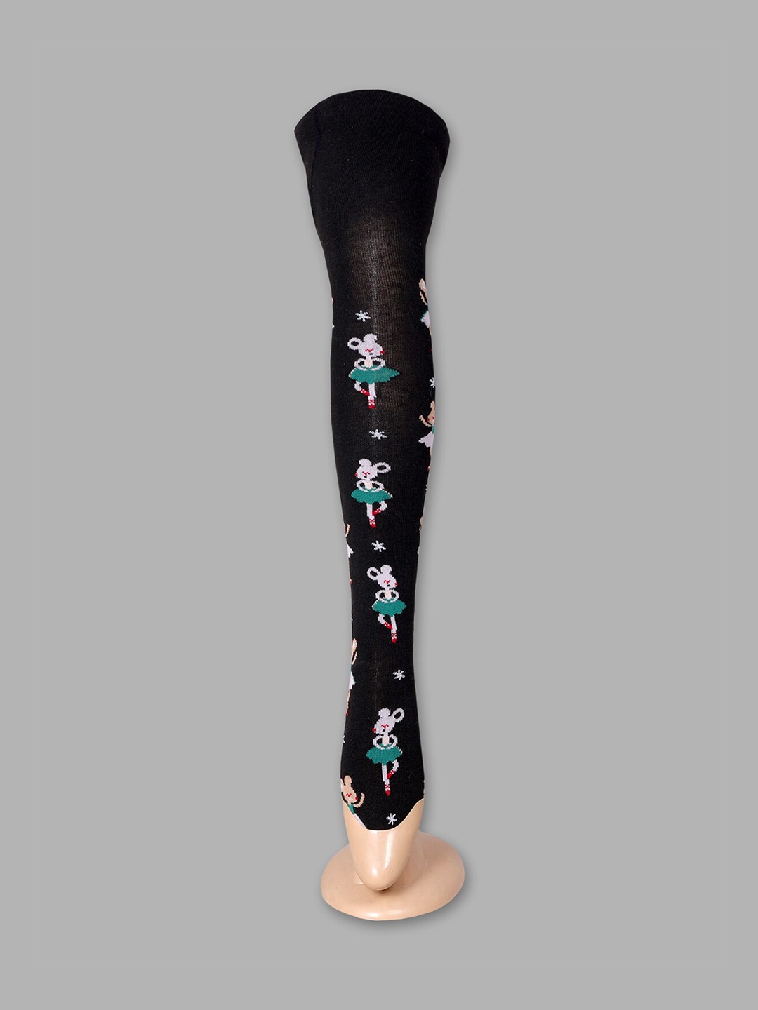 

Steele Girls Conversational Printed Pure Woollen Stockings, Black