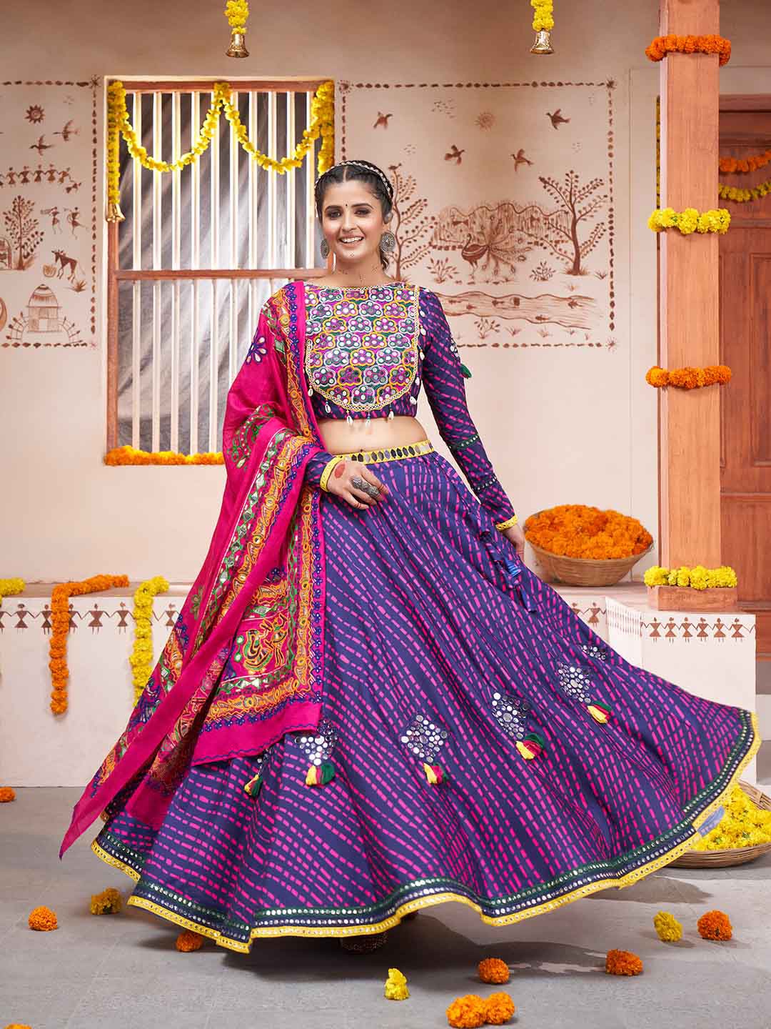 

SHUBHKALA Blue Ready to Wear Lehenga & Blouse With Dupatta