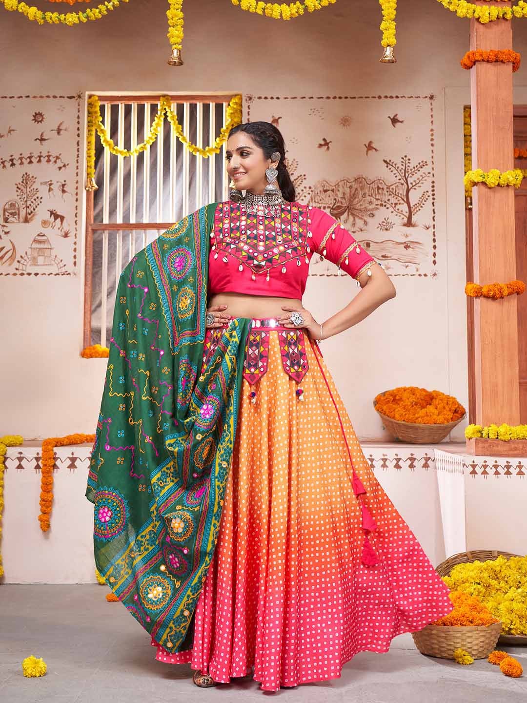 

SHUBHKALA Embroidered Ready To Wear Lehenga & Blouse With Dupatta, Yellow