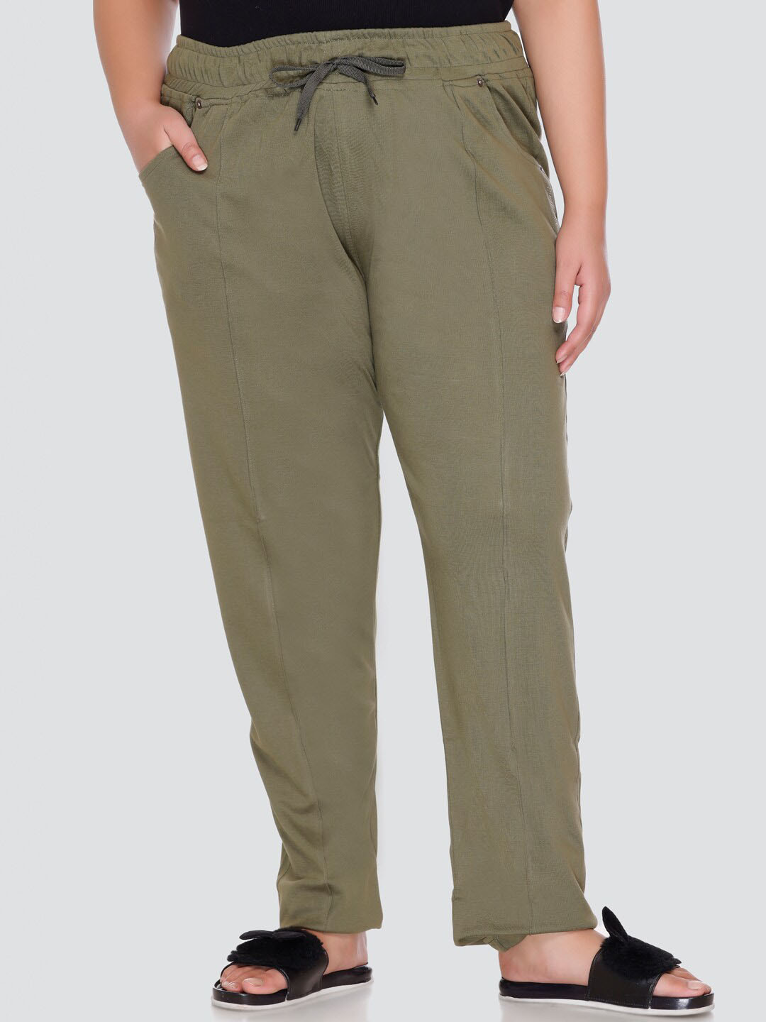 

CUPID Women Plus Size Mid-Rise Lounge Pants, Olive