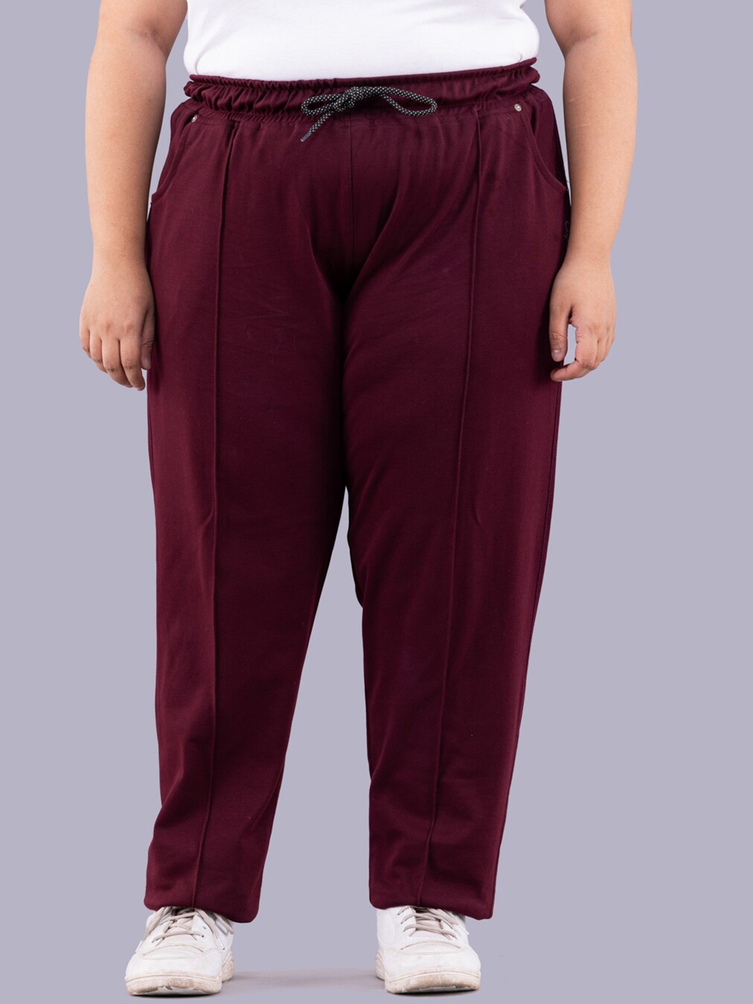 

CUPID Women Plus Size High-Rise Track Pants, Maroon