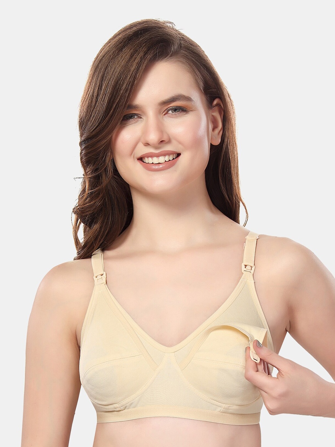 

Fabme Medium Coverage Cotton Maternity Bra With All Day Comfort, Nude