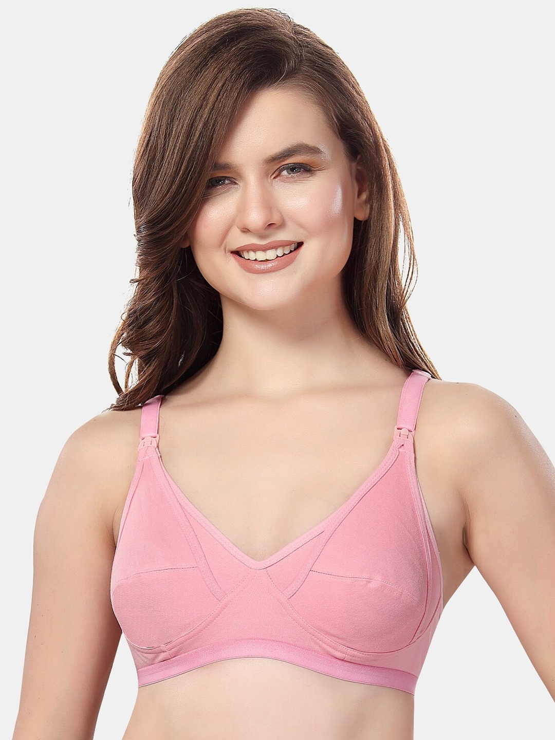 

Fabme Full Coverage Non Padded Cotton Maternity Bra With All Day Comfort, Pink