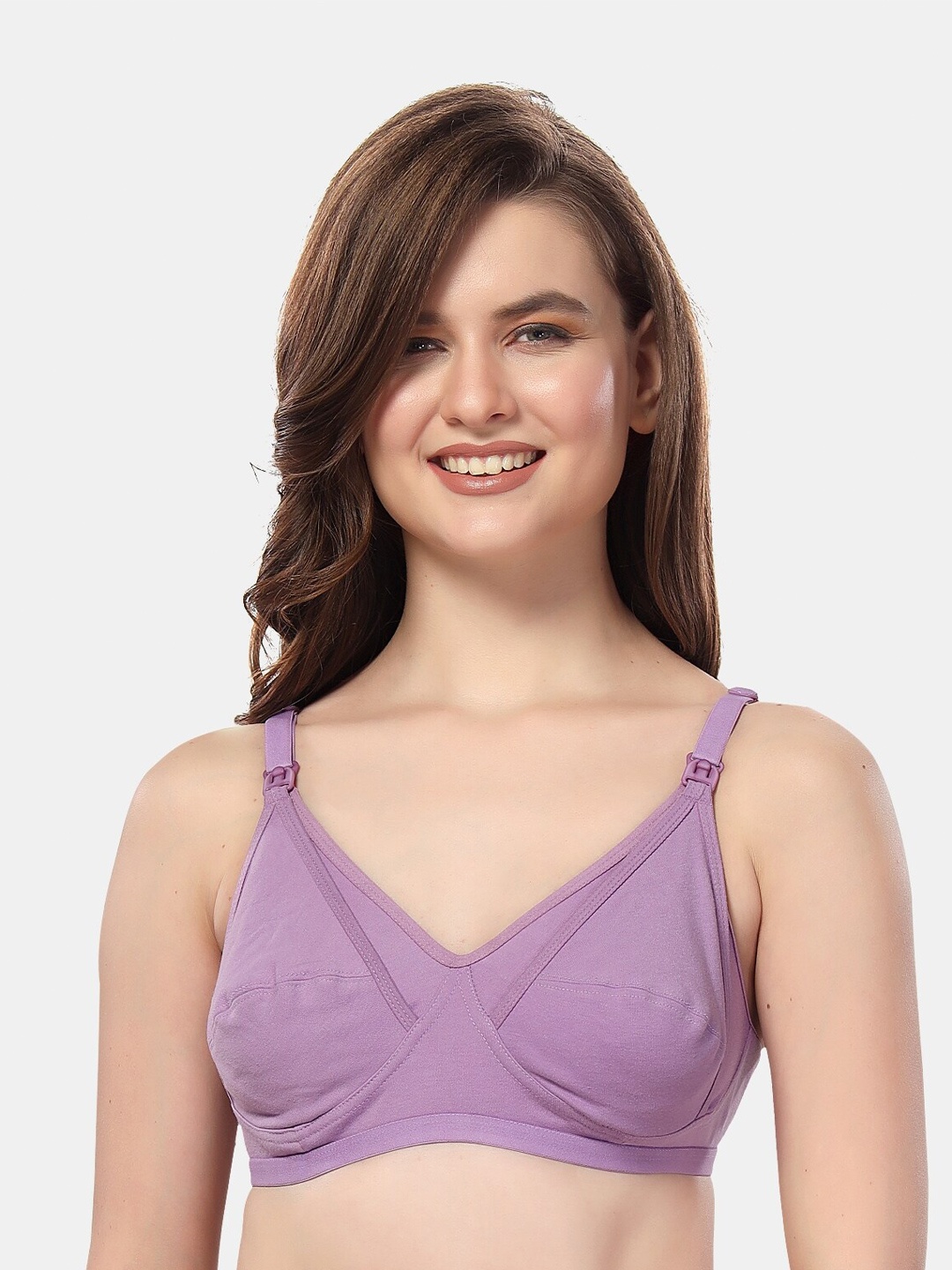 

Fabme Medium Coverage Cotton Maternity Bra With All Day Comfort, Lavender