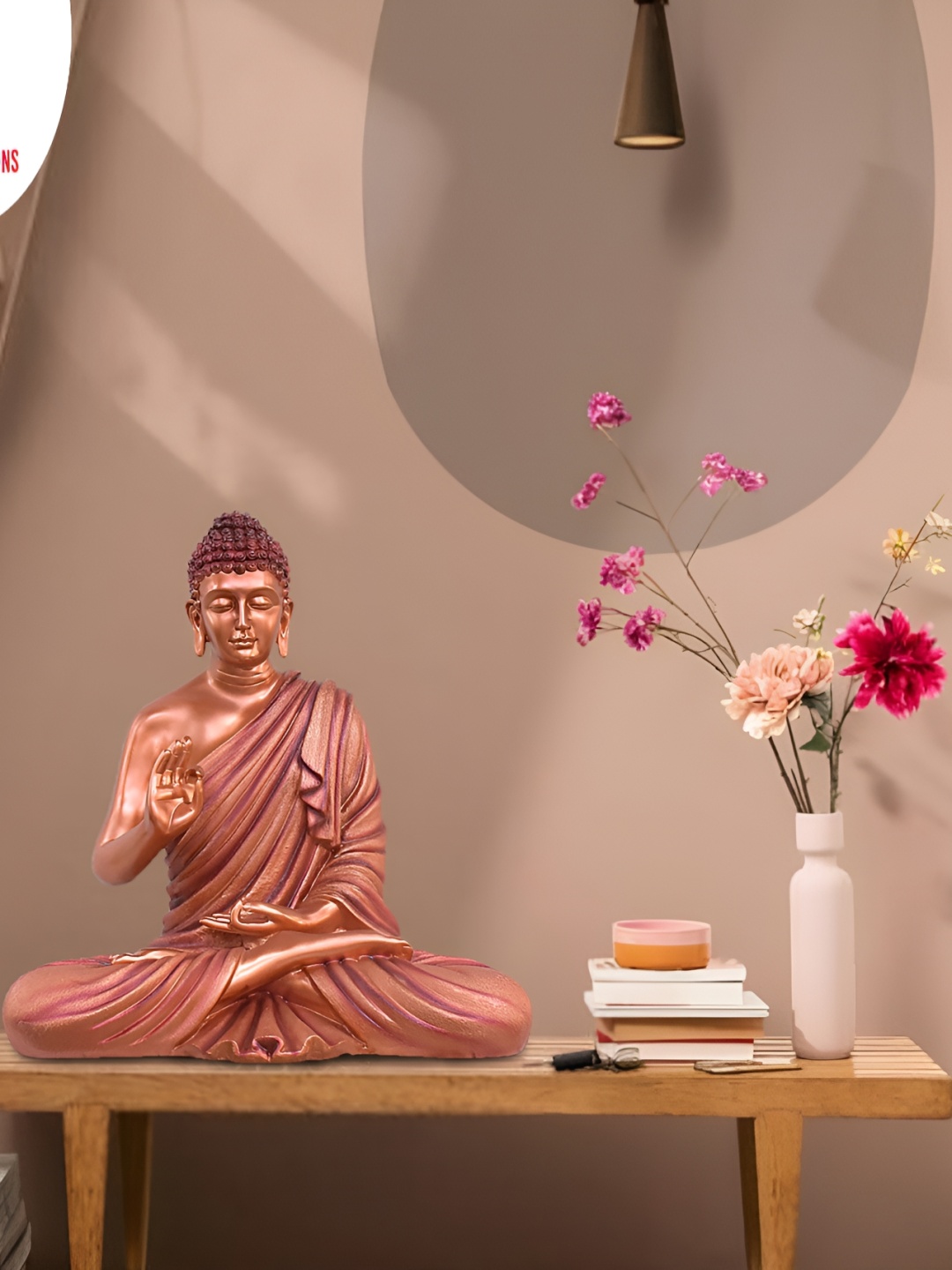 

GW CREATIONS Copper-Toned Marble Large Lord Gautam Meditating Buddha Idol Showpiece