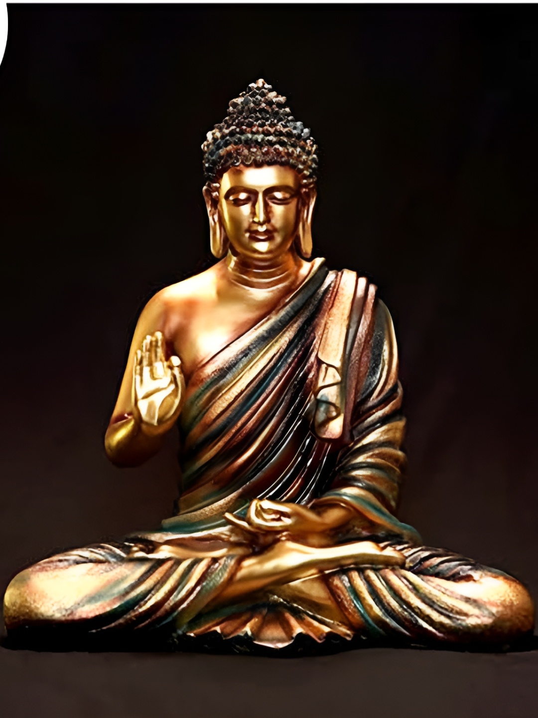 

GW CREATIONS Gold-Toned Marble Large Lord Gautam Meditating Buddha Idol Showpiece