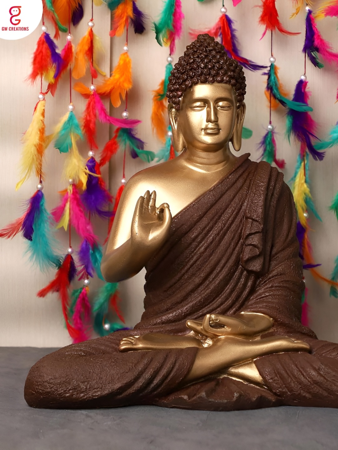 

GW CREATIONS Brown Marble Large Lord Gautam Meditating Buddha Idol Showpiece