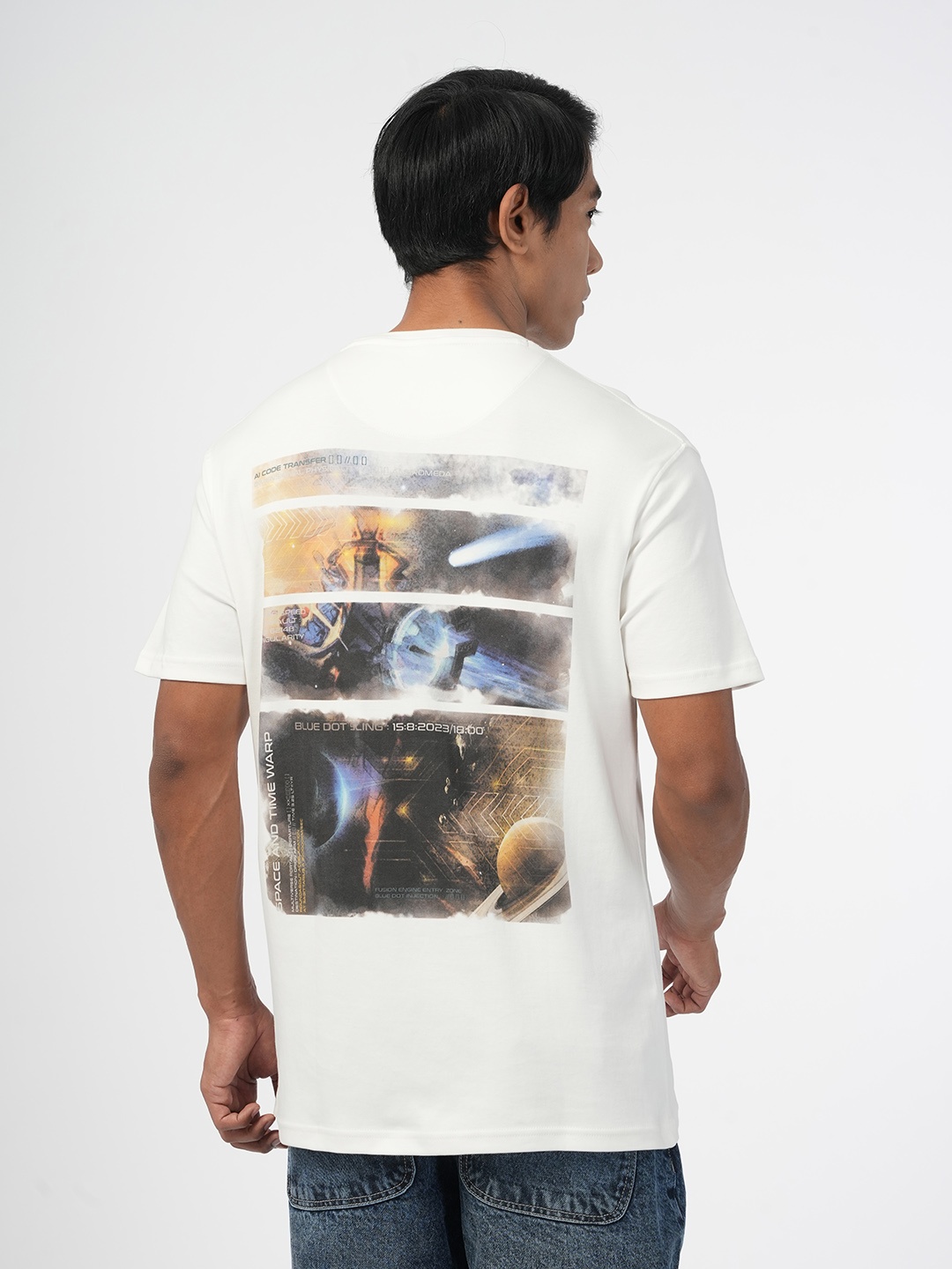 

NoBiY Graphic Printed Round Neck Cotton Bio Finish T-shirt, White