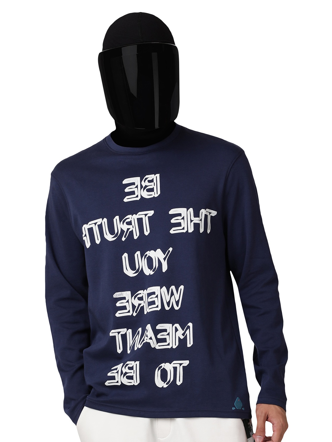 

NoBiY Typography Printed Cotton Bio Finish T-Shirt, Navy blue