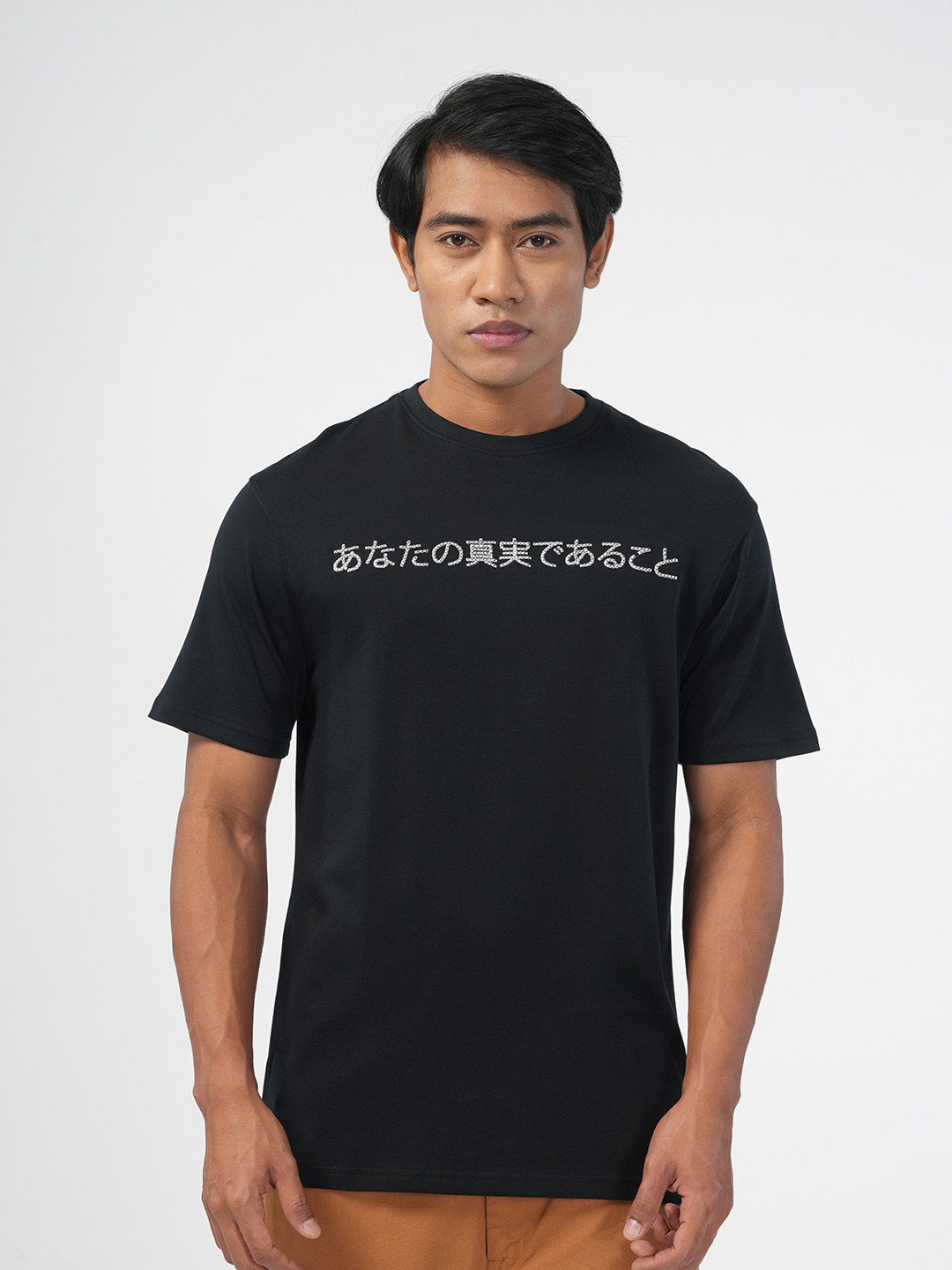 

NoBiY Typography Printed Bio Finish Pure Cotton T-shirt, Black