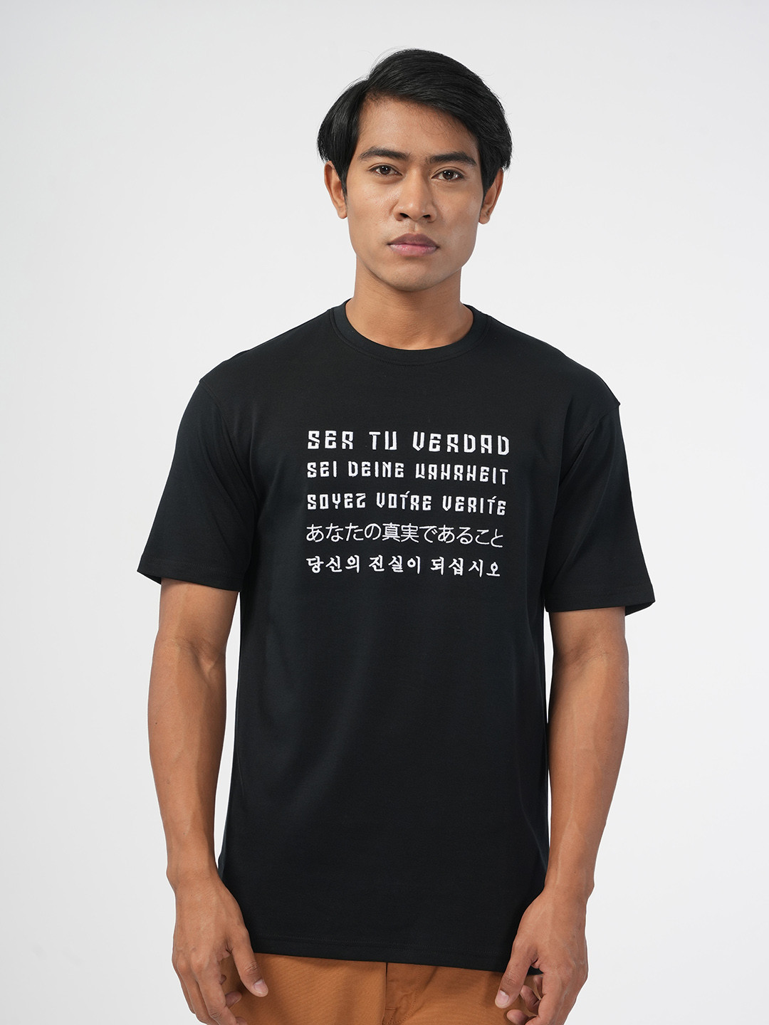 

NoBiY Typography Printed Bio Finish Pure Cotton T-shirt, Black