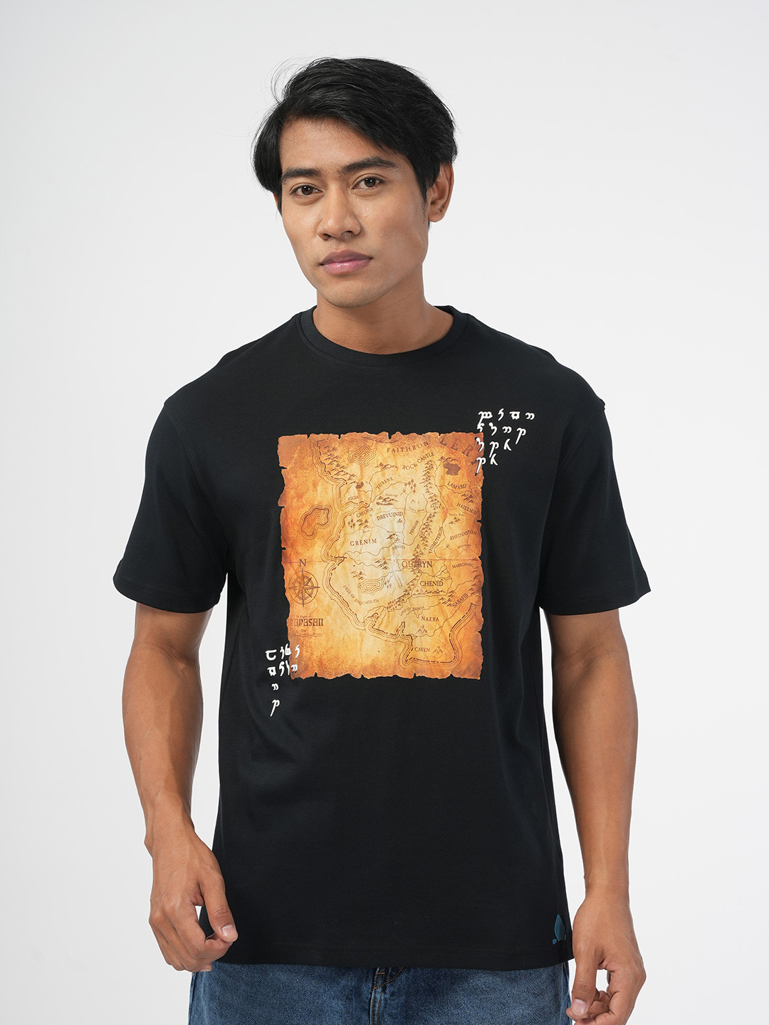 

NoBiY Graphic Printed Bio Finish Pure Cotton T-shirt, Black