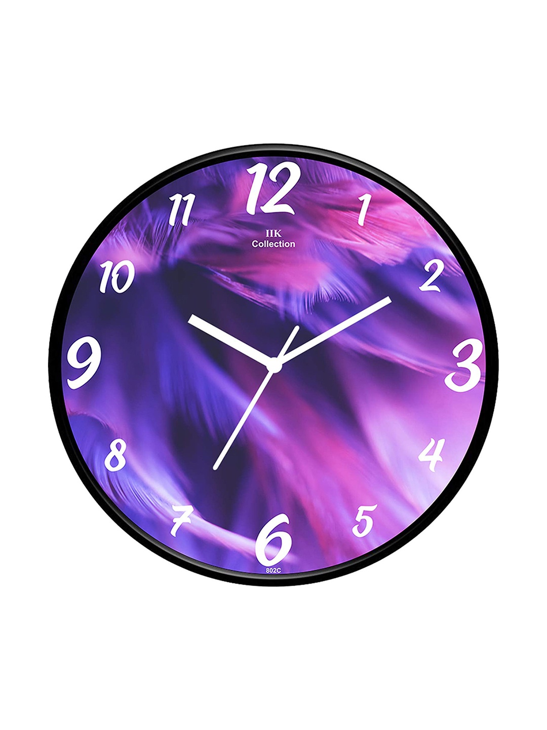 

IIK COLLECTION Black & Purple Printed Round Contemporary Wall Clock