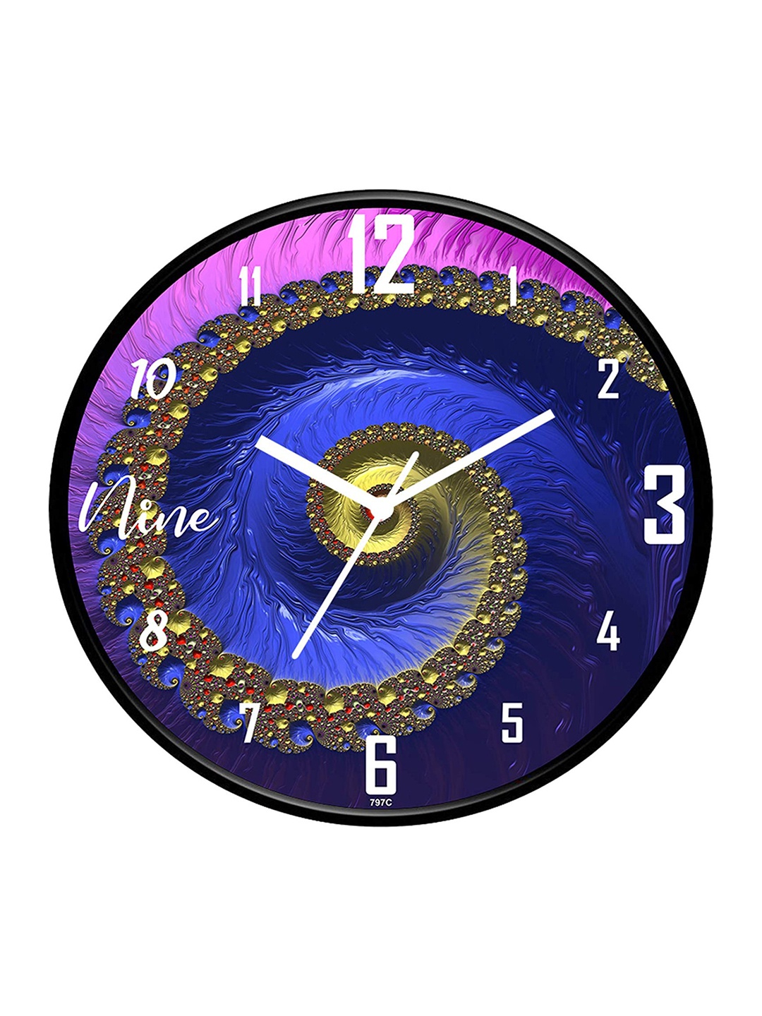 

IIK COLLECTION Black & Blue Printed Round Contemporary Wall Clock