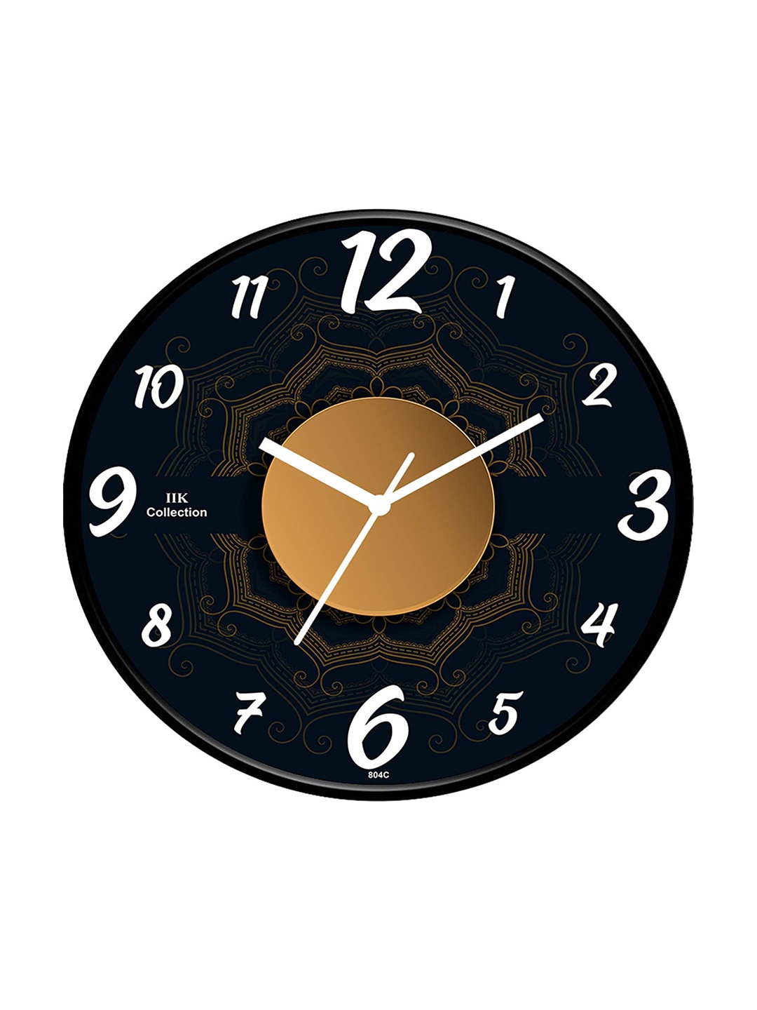 

IIK COLLECTION Black & Bronze Printed Round Contemporary Wall Clock