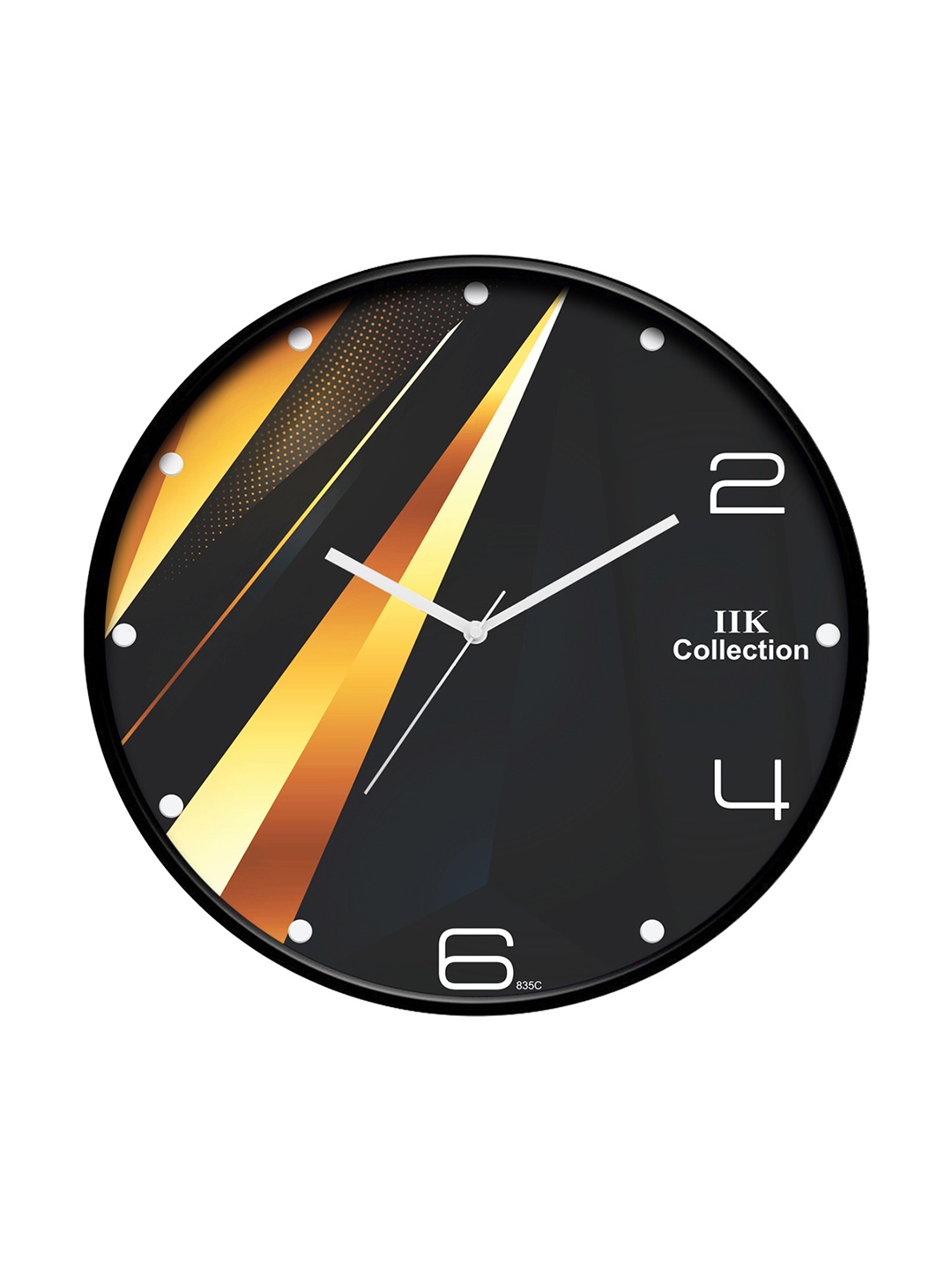 

IIK COLLECTION Black & Gold- Toned Printed Round Contemporary Wall Clock