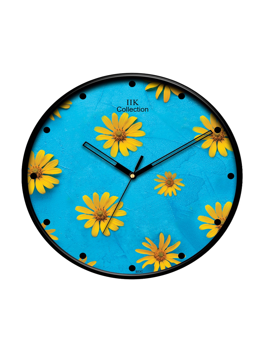 

IIK COLLECTION Black & Blue Printed Round Contemporary Wall Clock