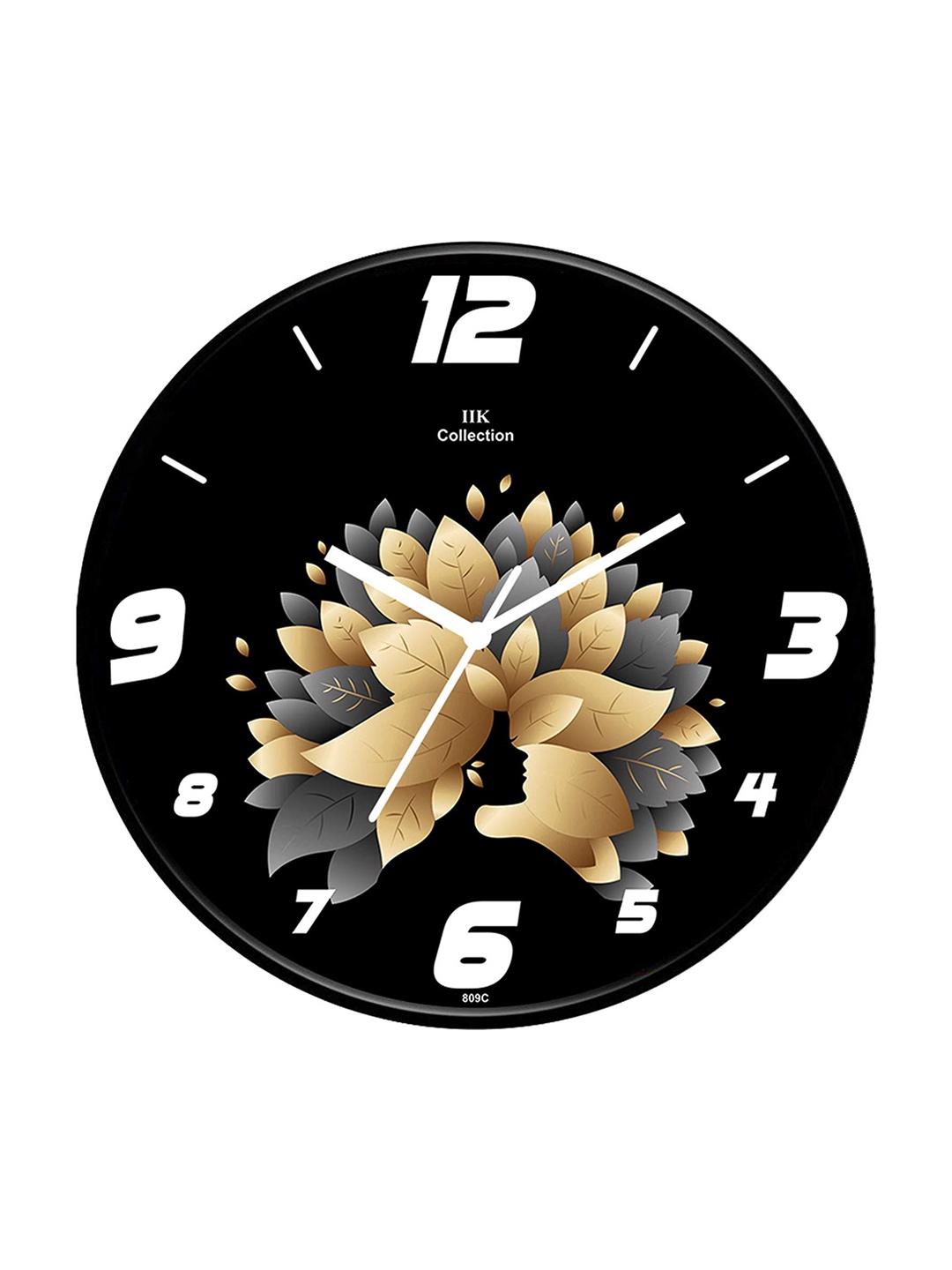 

IIK COLLECTION Black Printed Round Contemporary Wall Clock