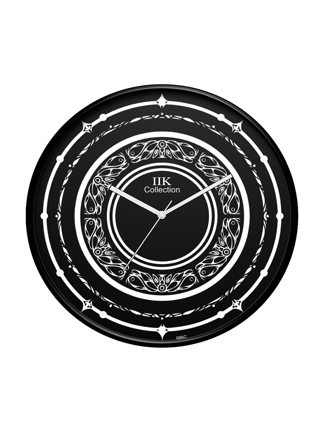 

IIK COLLECTION Black & White Printed Round Contemporary Wall Clock