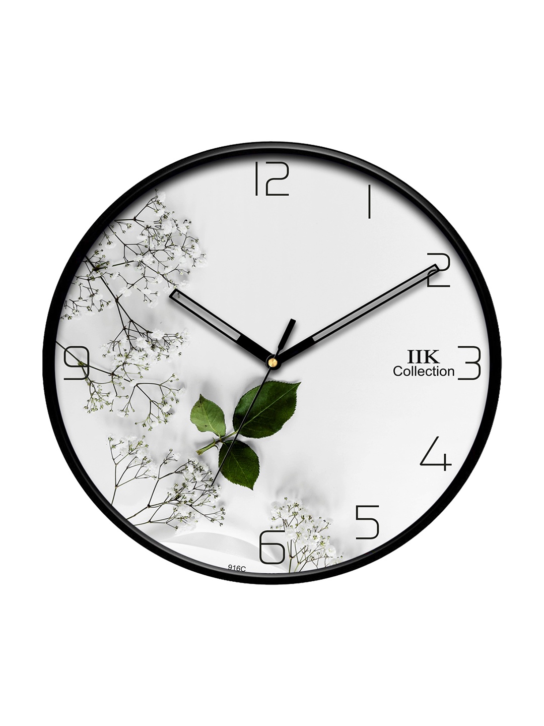 

IIK COLLECTION Black & White Printed Round Contemporary Wall Clock