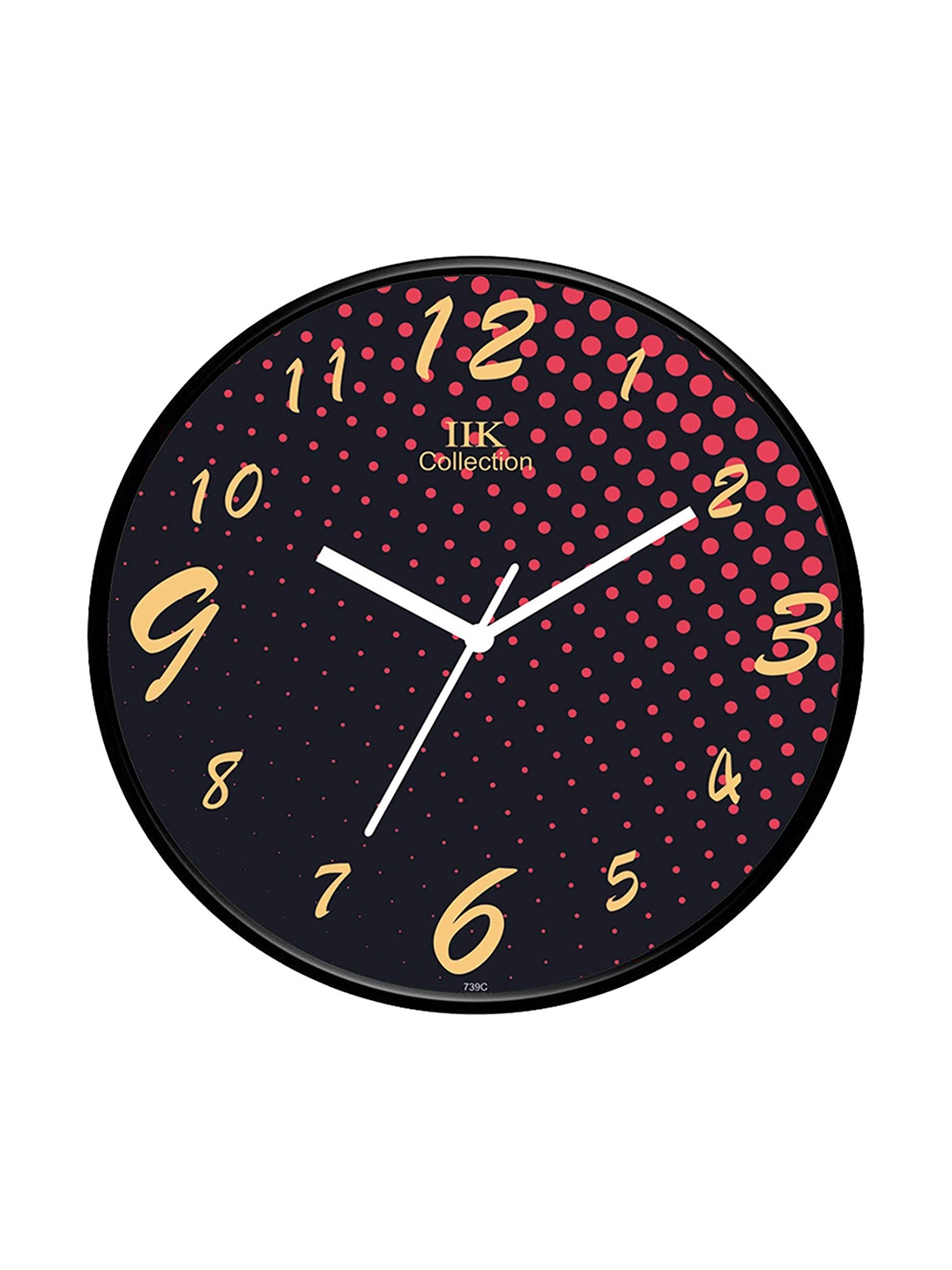 

IIK COLLECTION Black Printed Round Contemporary Wall Clock