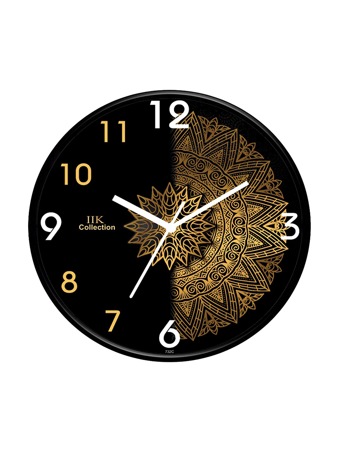 

IIK COLLECTION Black Printed Round Contemporary Wall Clock