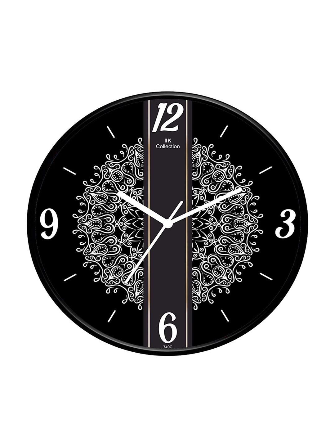 

IIK COLLECTION Black Printed Round Contemporary Wall Clock