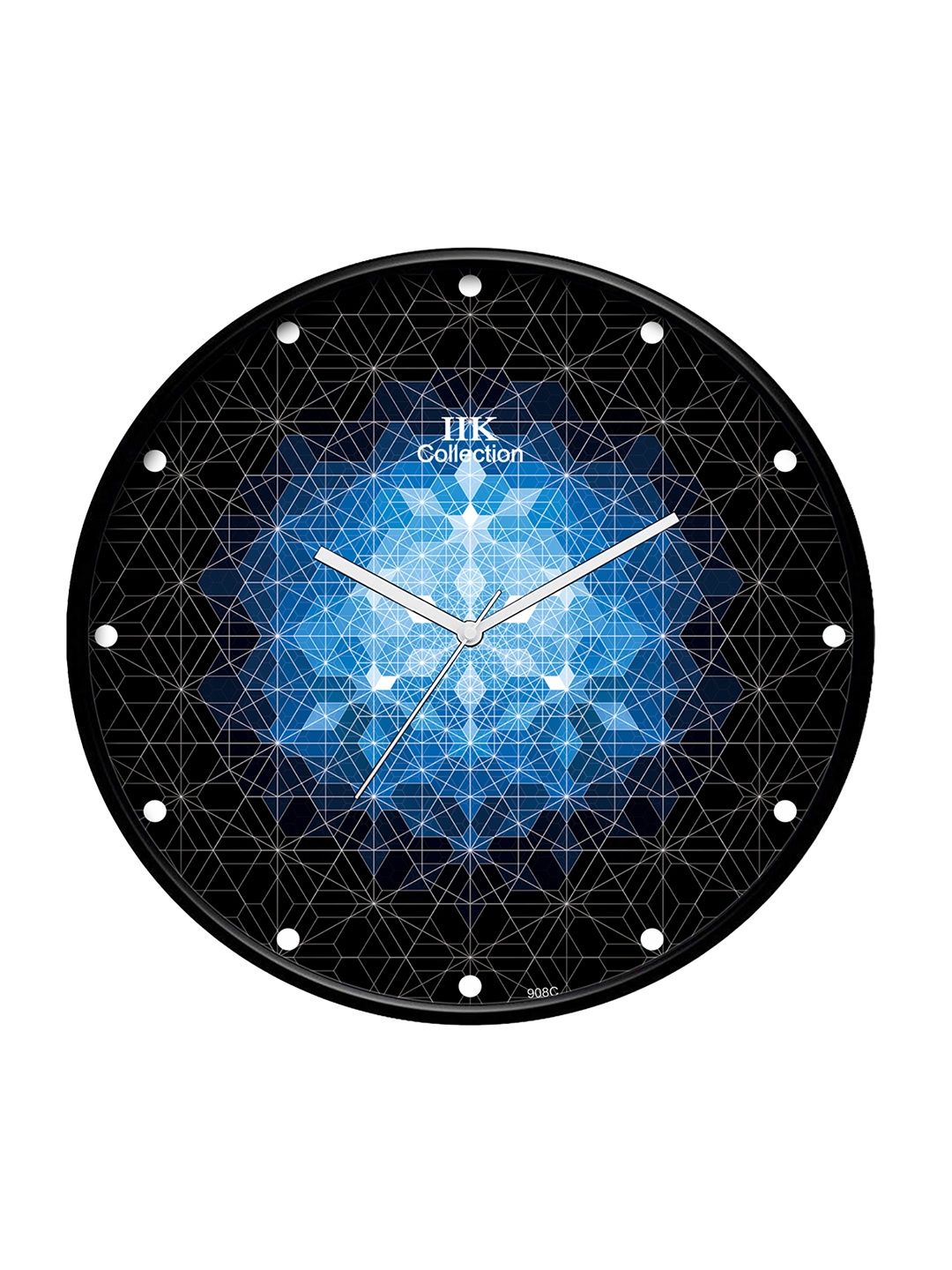 

IIK COLLECTION Black Blue Printed Round Contemporary Wall Clock