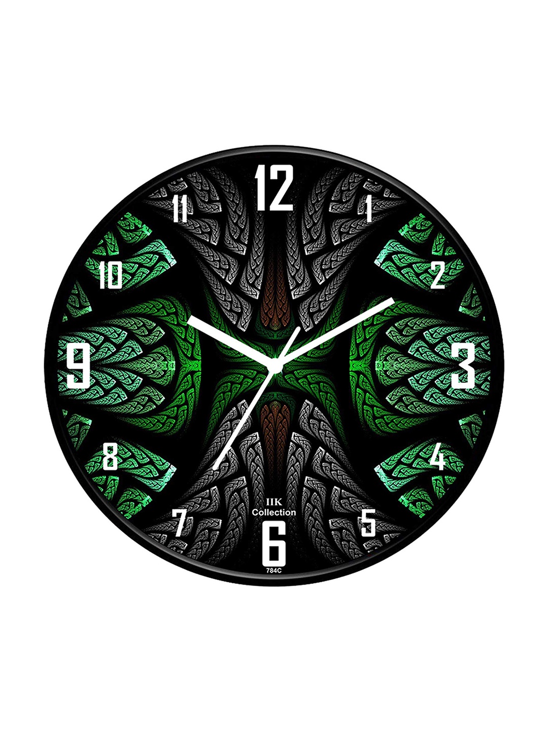 

IIK COLLECTION Black and Green Printed Round Contemporary Analogue Wall Clock