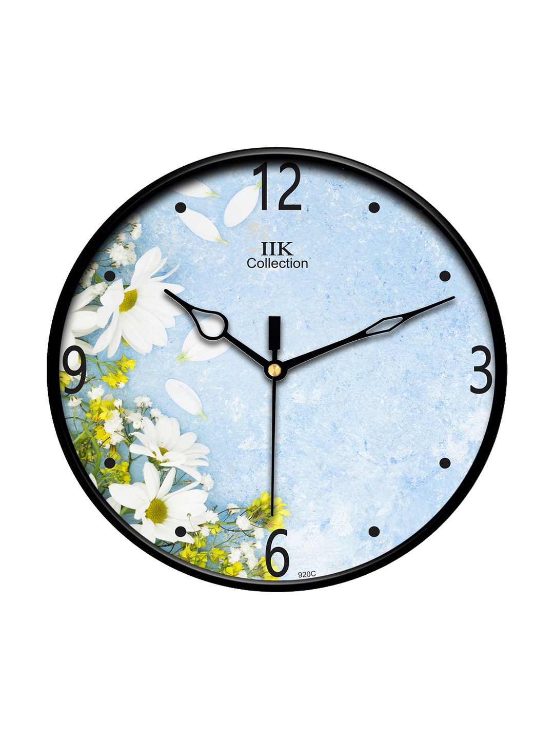 

IIK COLLECTION Black and blue Printed Round Contemporary Analogue Wall Clock
