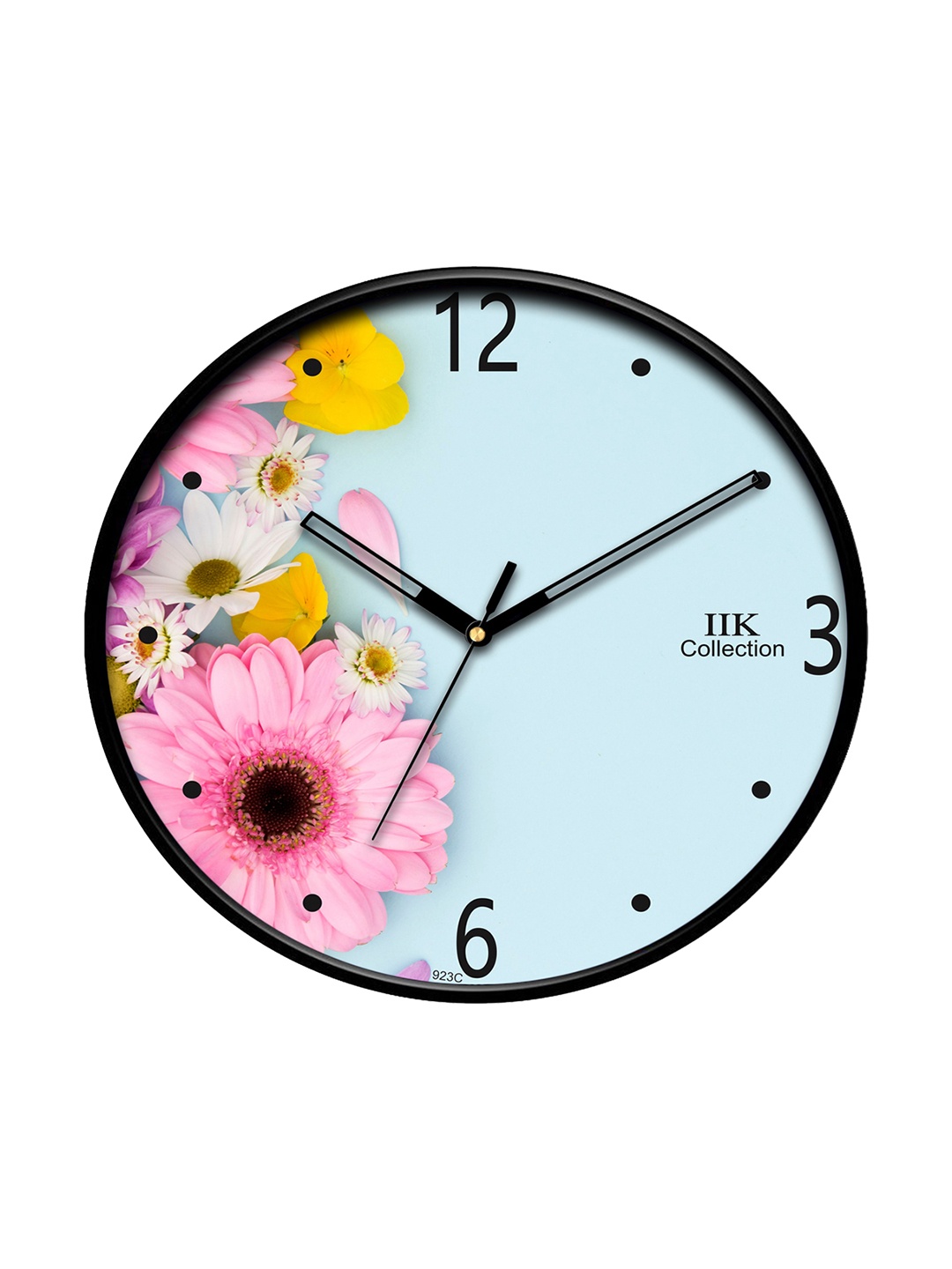 

IIK COLLECTION Black and blue Printed Round Contemporary Analogue Wall Clock