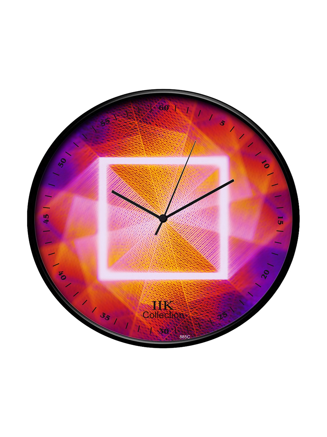 

IIK COLLECTION Black & Orange Printed Round Contemporary Wall Clock