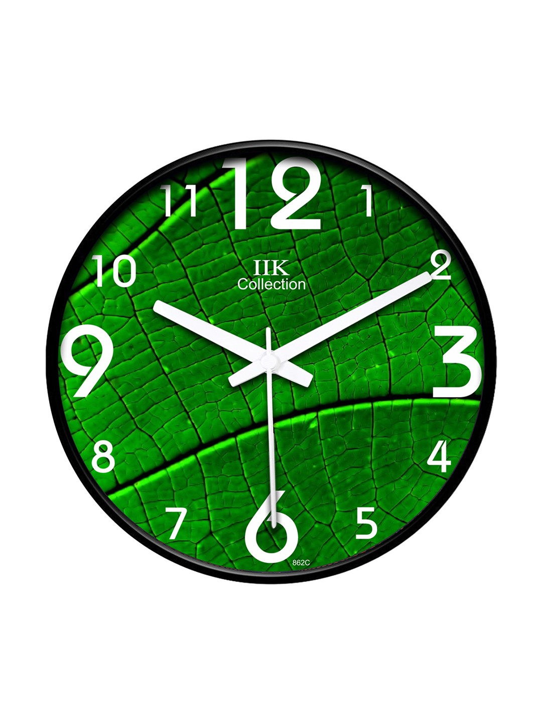 

IIK COLLECTION Black & Green Printed Round Contemporary Wall Clock