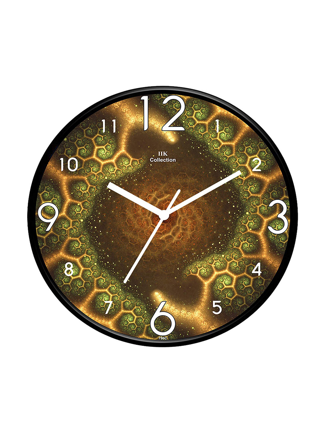 

IIK COLLECTION Black & Green Printed Round Contemporary Wall Clock