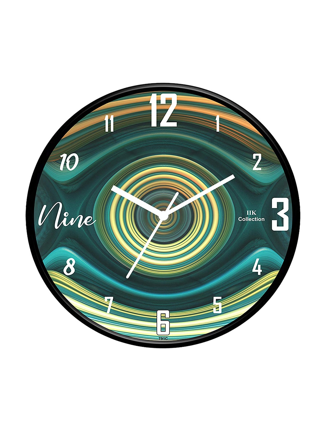 

IIK COLLECTION Black & Green Printed Round Contemporary Wall Clock