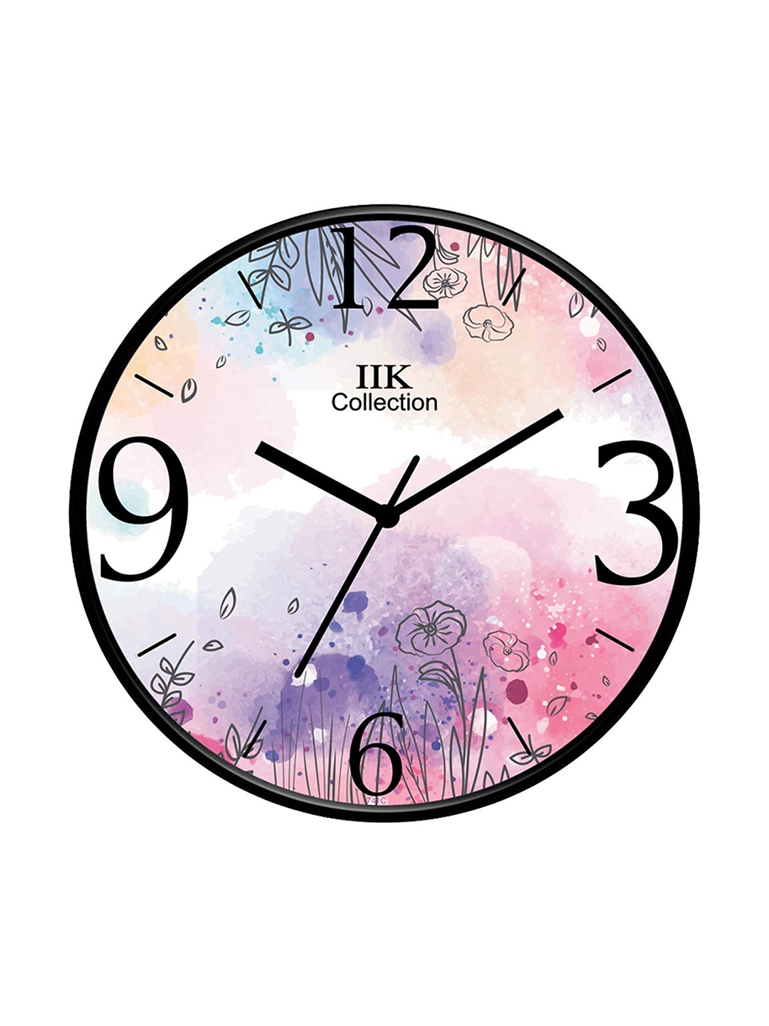 

IIK COLLECTION Black & Pink Printed Round Contemporary Wall Clock